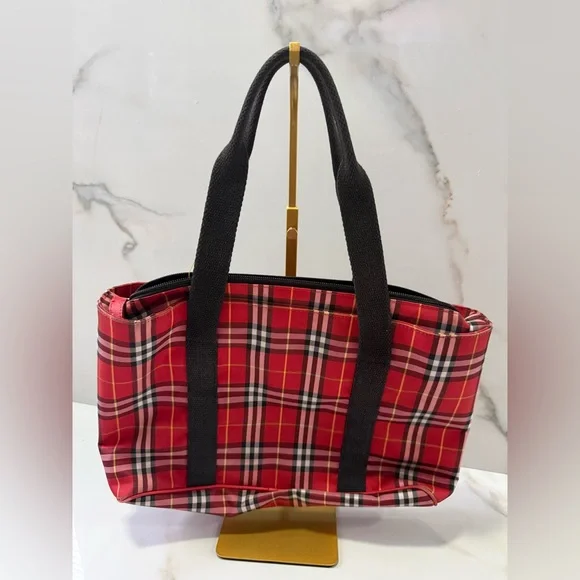 Burberry Red and Black Plaid Tote - Picture 3 of 11